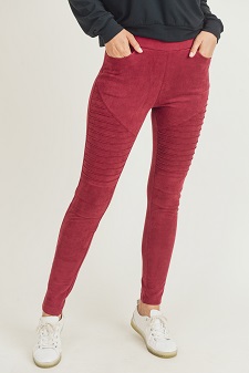 Women's Faux Suede Moto Skinny Pants