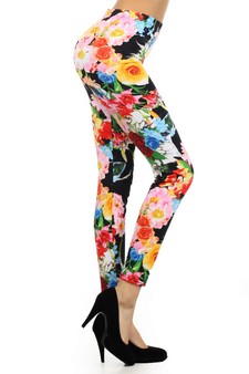 Women's Colorful Antique Rose Printed Leggings