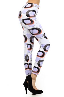 Women's White Background Dark Oval Shape Printed Leggings