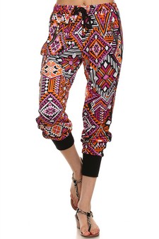 Hot Pink Tribal printed joggers