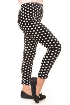 Kid's Black & White Polka Dot Velour Leggings