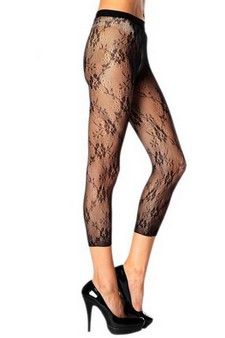 Lady's Floral and Blossoms Fashion Designed Fishnet Capri Pantyhose