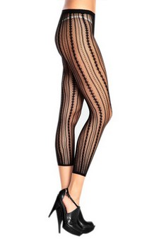 Lady's The Moulin Rouge Fashion Designed Fishnets Capri Pantyhose