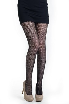 Lady's Infinity Diamond Vertical Stripes Fashion Designed Fishnet Pantyhose style 2