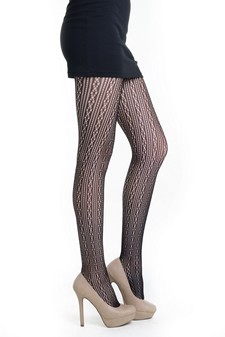 Lady's Infinity Diamond Vertical Stripes Fashion Designed Fishnet Pantyhose