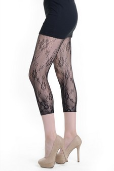 Lady's Roxanne Rose Fashion Designed Fishnet Capri Tights