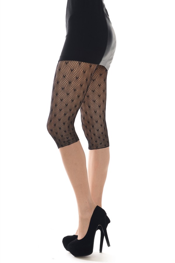 Lady s Mini Hearts Fashion Designed Fishnet Capri Tights Wholesale Yelete