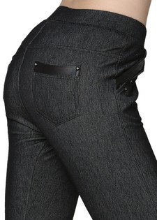 Winter Fleece Jean Legging with Leatherette and Rhinestone Pocket Details style 3