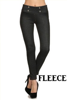 Black Fleece Jeggings w-Sailor buttons