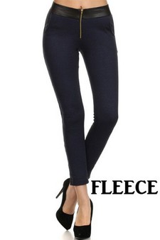 Navy Fleece Jeggings