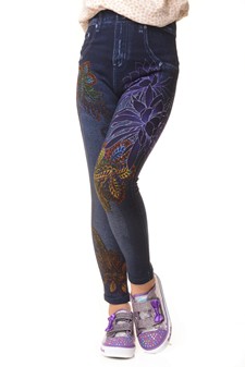 Kid's Sublimation Flower Power Print Fleece Lined Jeggings