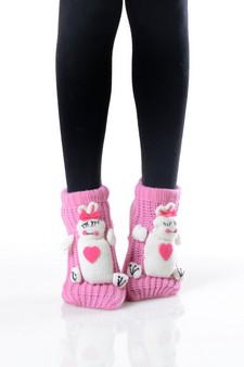 Kid’s 3-D Animal Thick Knit Slipper Socks style 5