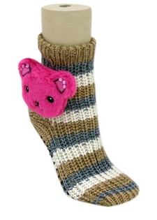 TEDDY BEAR KNITTED NON SKID SLIPPER SOCKS