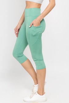 Women's High Rise 5-Pocket Activewear Capri Leggings (Small only) style 2
