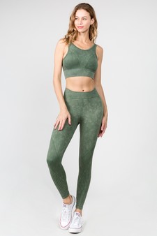 Women's Stone Washed Ribbed Activewear Set