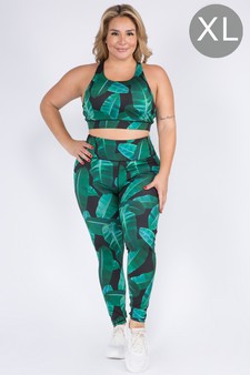 Women's Palm Leaf Print Activewear Set (XL only)