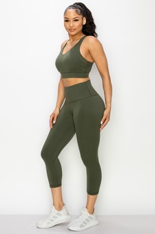 ETA 10/31/25 - Women's Buttery Soft Sports Bra and Capri Leggings Activewear Set style 2