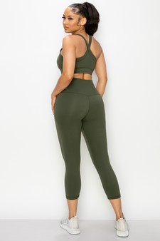 ETA 10/31/25 - Women's Buttery Soft Sports Bra and Capri Leggings Activewear Set style 4
