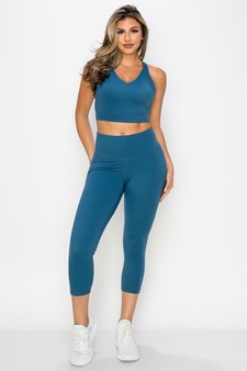 Women's Buttery Soft Sports Bra and Capri Leggings Activewear Set