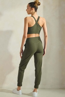 ETA 10/31/25 - Women's Buttery Soft Activewear Sports Bra & Solid Jogger Set style 2