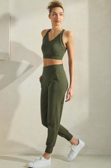 ETA 10/31/25 - Women's Buttery Soft Activewear Sports Bra & Solid Jogger Set style 3