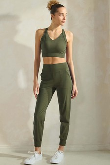 ETA 10/31/25 - Women's Buttery Soft Activewear Sports Bra & Solid Jogger Set style 5