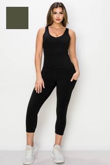 Women’s Body Mold Buttery Soft Full-Length Activewear Tank & Capri Set