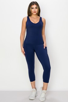 Women’s Body Mold Buttery Soft Full-Length Activewear Tank & Capri Set