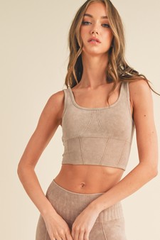 Women's Ultra-Comfort Stone Washed Ribbed Sports Bra