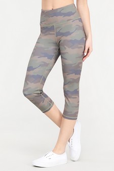 Women's Cute in Camo High Rise Capri Activewear Leggings