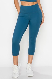 Women's Buttery Soft Activewear Capri Leggings with Pockets (Large only) style 2