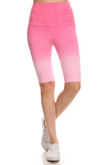 Women's Dip Dye Ombre Activewear Biker Shorts w/High Waist Band (Small only) style 2