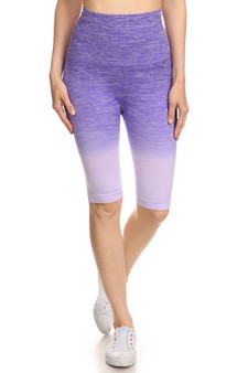 Women's Dip Dye Ombre Activewear Biker Shorts w/High Waist Band style 2