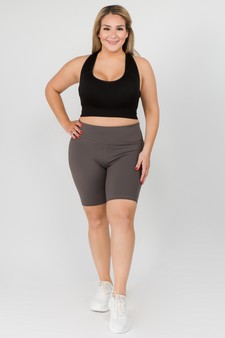 Women’s High Rise Matte Activewear Biker Shorts w/ Hidden Waistband Pocket style 4