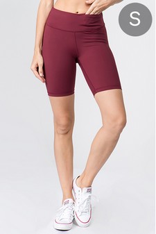 Women’s High Rise Matte Activewear Biker Shorts w/ Hidden Waistband Pocket (Small only)