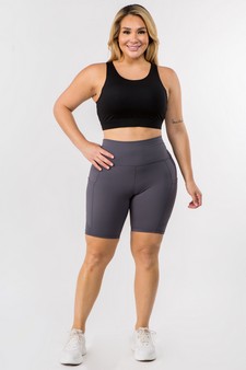 Women's Buttery Soft Activewear Biker Shorts with Pockets 8'' Inseam style 4