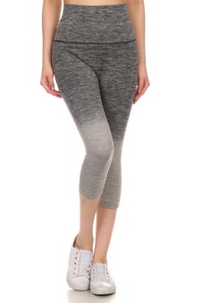Dip Dye Ombre Athletic Capri Leggings w/High Waist Band style 2