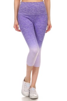 Dip Dye Ombre Athletic Capri Leggings w/High Waist Band style 2