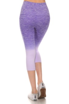 Dip Dye Ombre Athletic Capri Leggings w/High Waist Band style 3