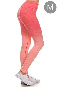 Women's Dip Dye Ombre Athletic Leggings with High Waistband (Medium only)