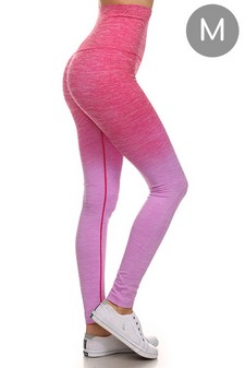 Women's Dip Dye Ombre Athletic Leggings with High Waistband (Medium only)