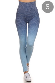 Women's Dip Dye Ombre Athletic Leggings with High Waistband (Small only)