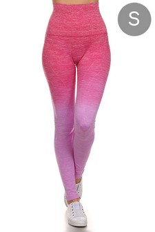 Women's Dip Dye Ombre Athletic Leggings with High Waistband (Small only)