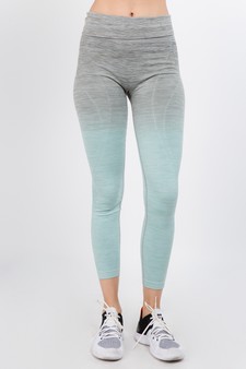 Women's Heather Knit Ombre Activewear Leggings w/High Waist Band