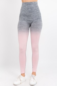 Women's Heather Knit Ombre Activewear Leggings w/High Waist Band