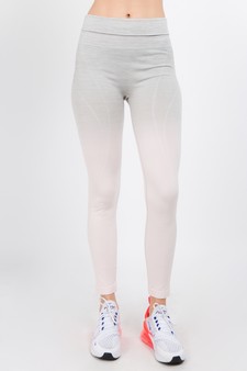 Women's Heather Knit Ombre Activewear Leggings w/High Waist Band