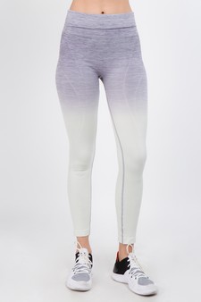 Women's Heather Knit Ombre Activewear Leggings w/High Waist Band