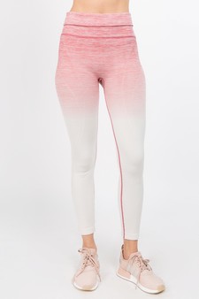 Women's Heather Knit Ombre Activewear Leggings w/High Waist Band