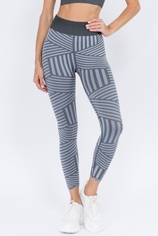 Women's Striped Seamless Activewear Leggings - Top:ACT641