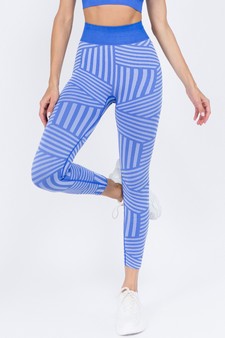 Women's Striped Seamless Activewear Leggings  - Top:ACT641